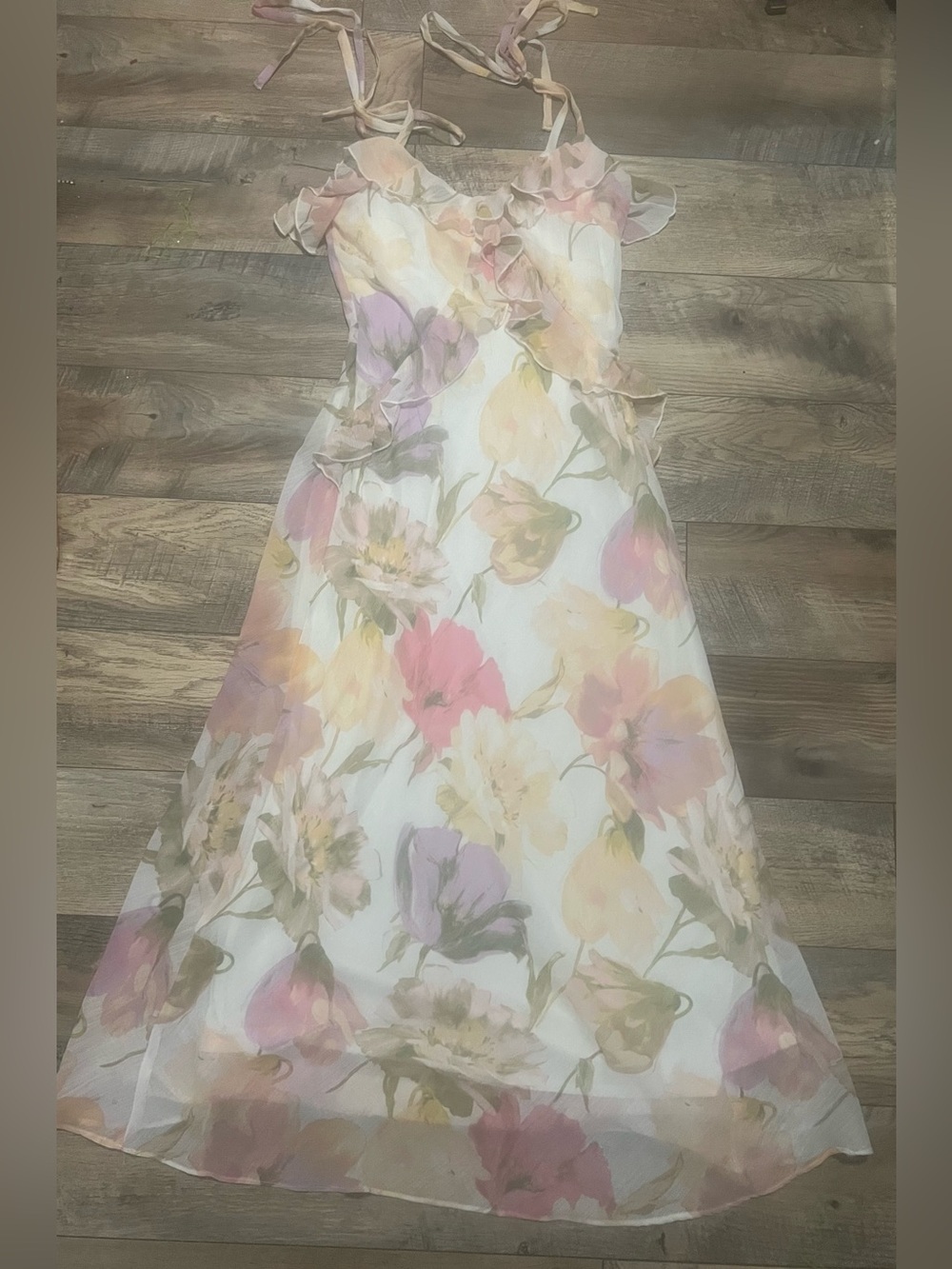 Taylor Floral Ruffle Maxi Dress Sz 6 New
